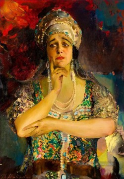 Portrait de la chanteuse Nadezhda Plevitskaya Konstantin Somov Peinture à l'huile
